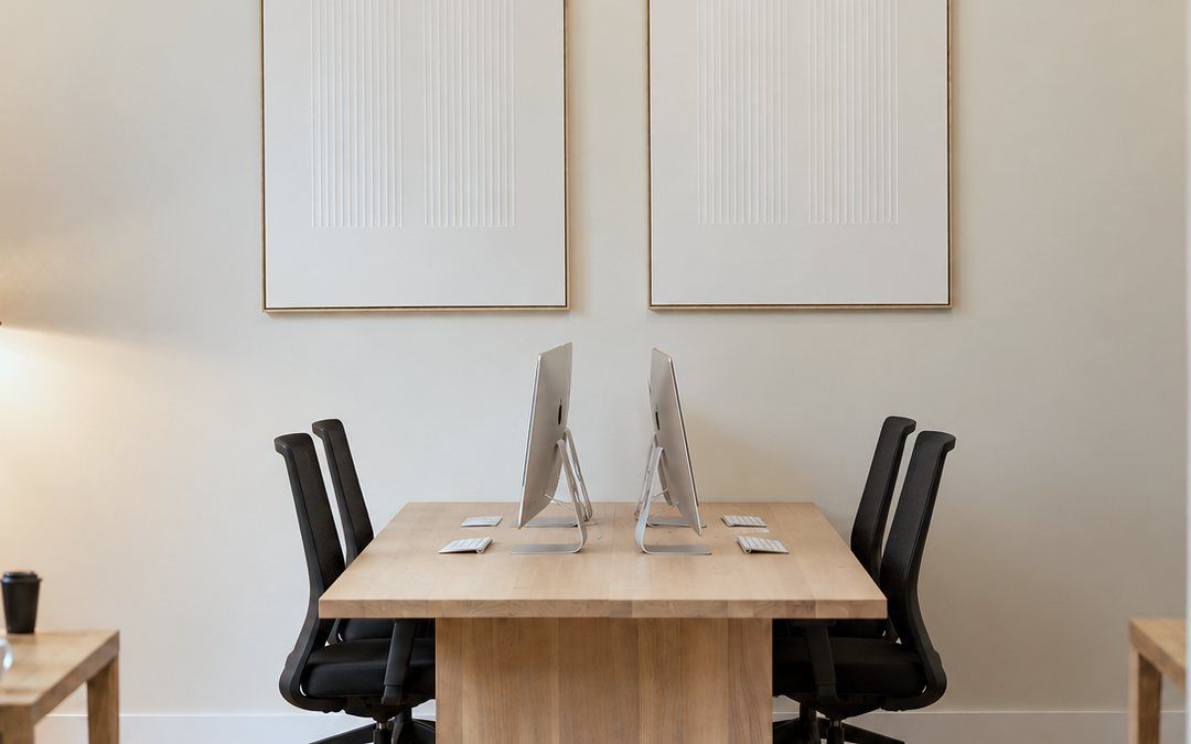 Dedicated Desk with an oak double desk in a bright room at CreativeGrounds, Emmalaan, Amsterdam Oud-Zuid